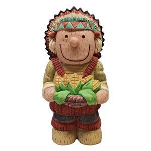 VTG Thanksgiving Figurine Native American Style Harvest Decor Folk Rustic Corn
